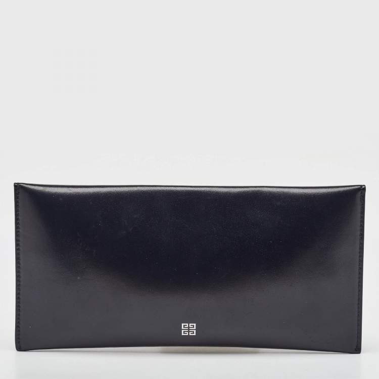 Pre Owned Givenchy Black Leather Envelope Flap Clutch