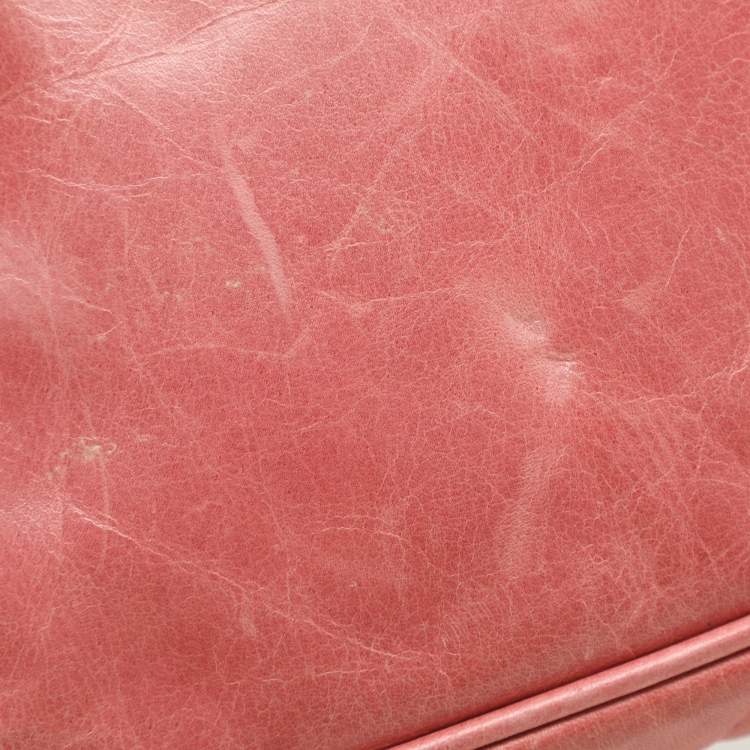 Pre Owned Givenchy Coral Pink Leather Tassel Pocket Chain Baguette Bag