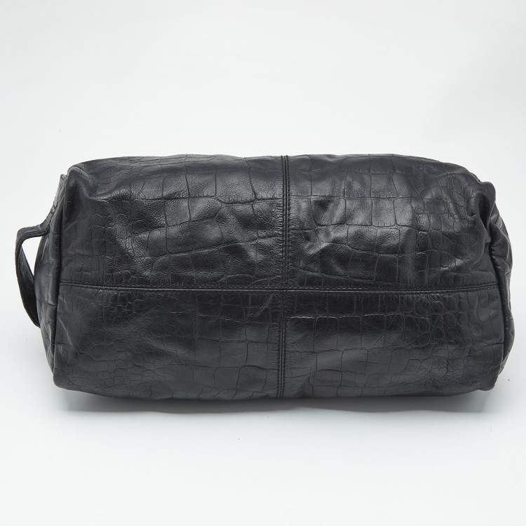 Pre Owned Givenchy Black Croc Embossed Leather Satchel