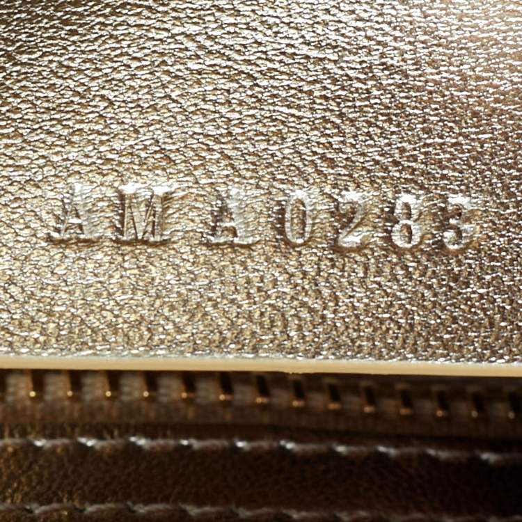 Pre Owned Givenchy Gold Crystal Embellished Satin and Leather Mini Antigona Lock Tote