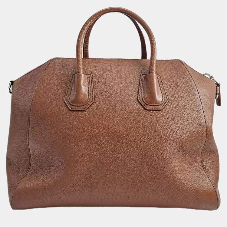Pre Owned Givenchy Antigona Brown Leather Satchel Bag