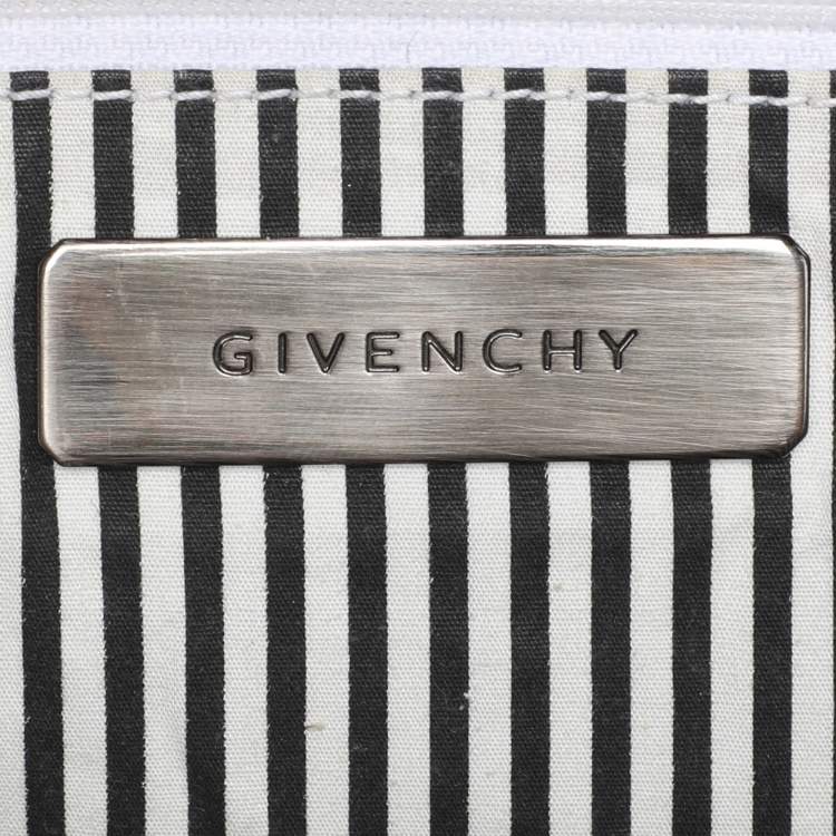 Pre Owned Givenchy Grey/Black Canvas and Croc Embossed Leather Flap Shoulder Bag  