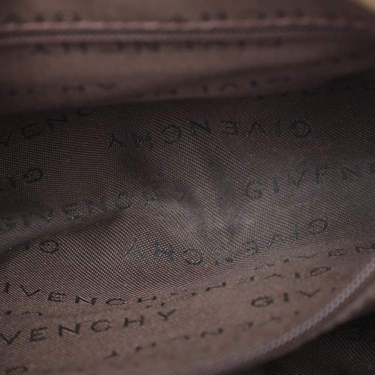 Pre Owned Givenchy Brown/Beige Monogram Canvas and Leather Buckle Flap Hobo