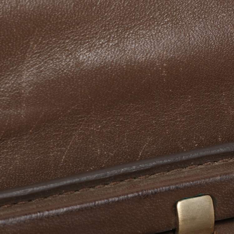 Pre Owned Givenchy Brown/Beige Monogram Canvas and Leather Buckle Flap Hobo