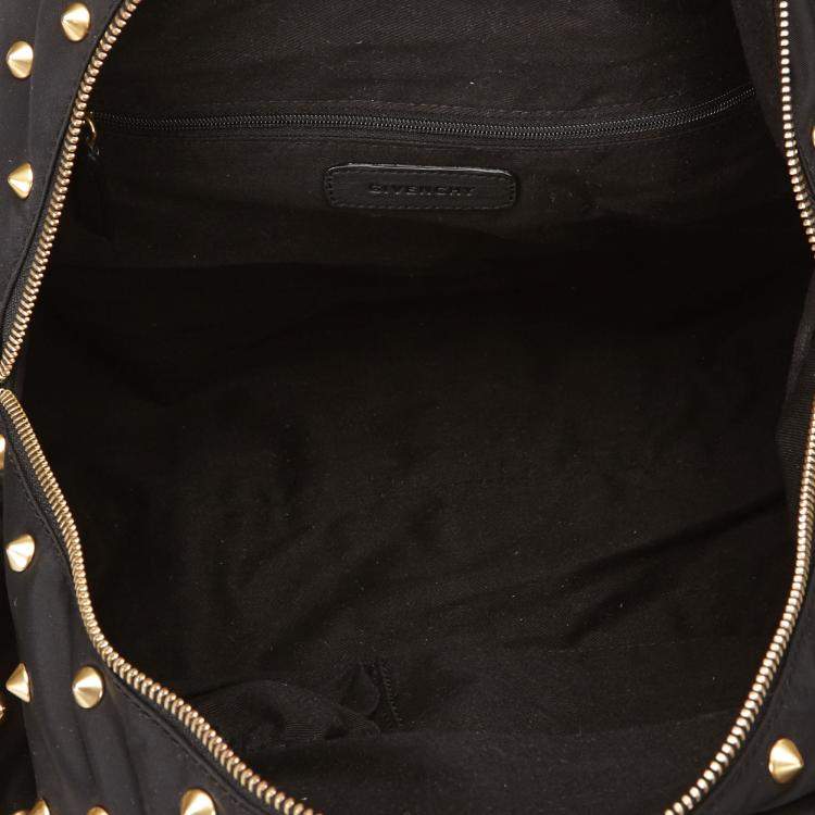Pre Owned Givenchy Black Studded Nylon Satchel Bag