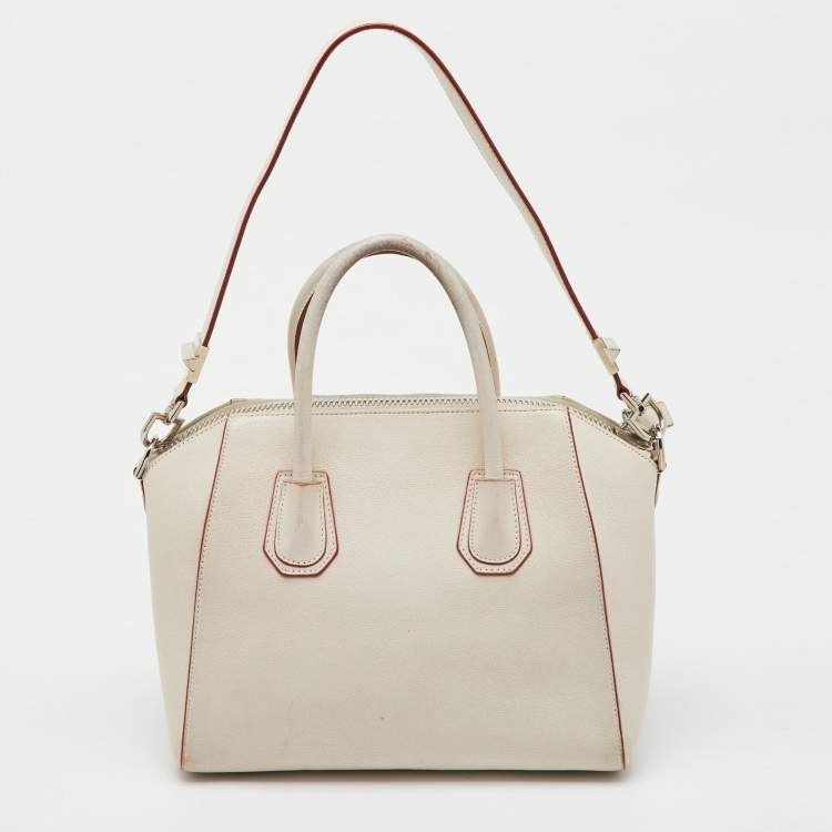 Pre Owned Givenchy White Leather Small Antigona Satchel