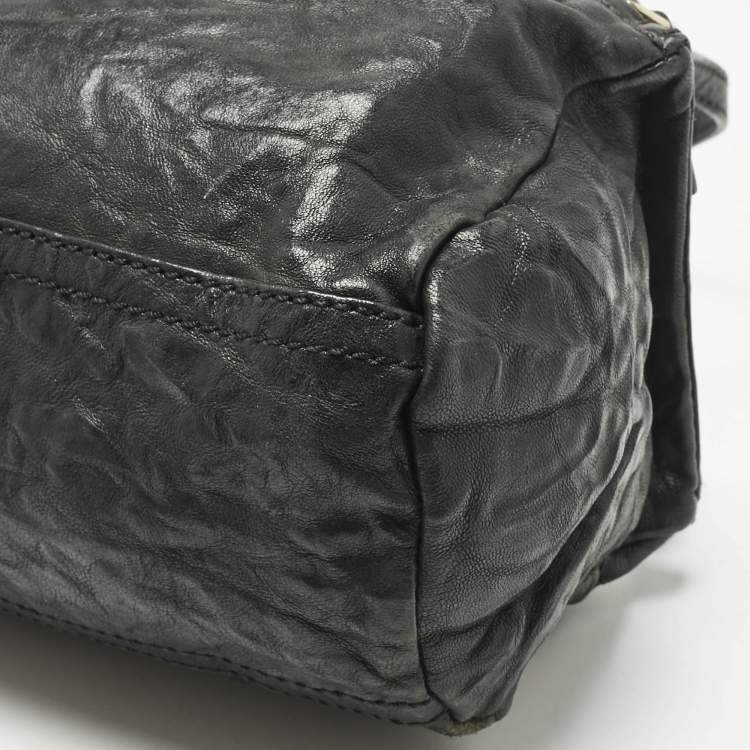 Pre Owned Givenchy Black Distressed Leather Mini Pandora Sugar Crossbody Bag