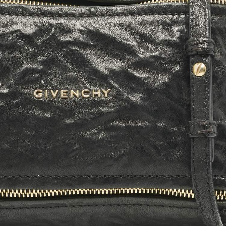 Pre Owned Givenchy Black Distressed Leather Mini Pandora Sugar Crossbody Bag