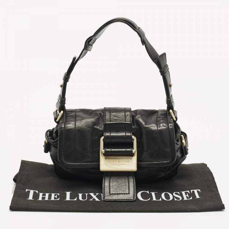 Pre Owned Givenchy Black Leather Flap Shoulder Bag