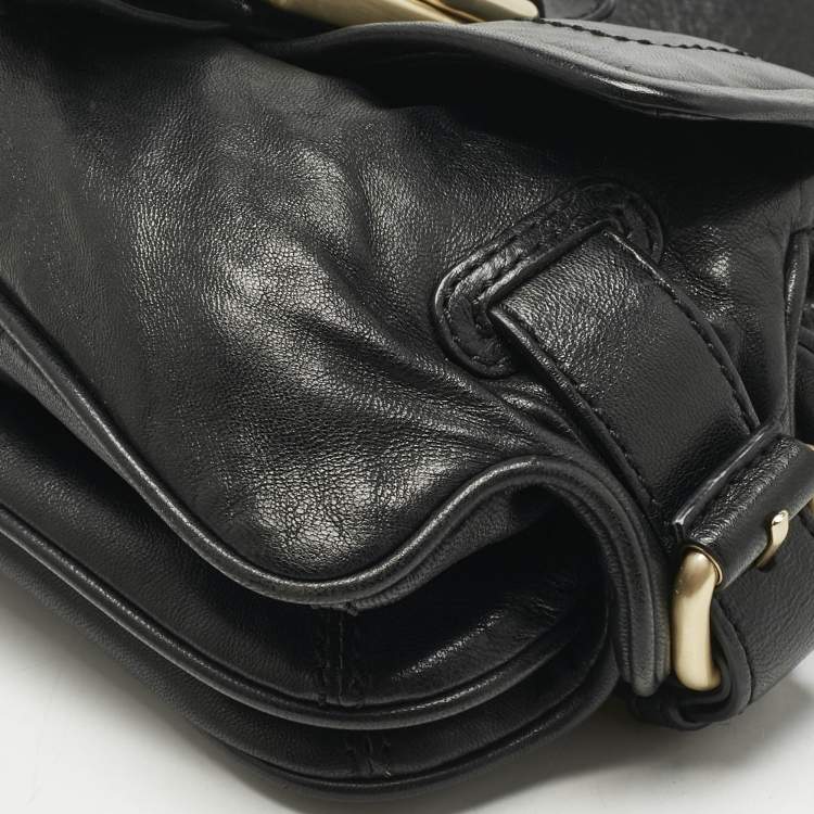 Pre Owned Givenchy Black Leather Flap Shoulder Bag