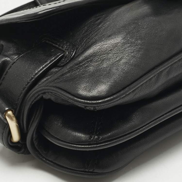 Pre Owned Givenchy Black Leather Flap Shoulder Bag