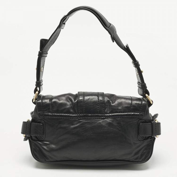 Pre Owned Givenchy Black Leather Flap Shoulder Bag