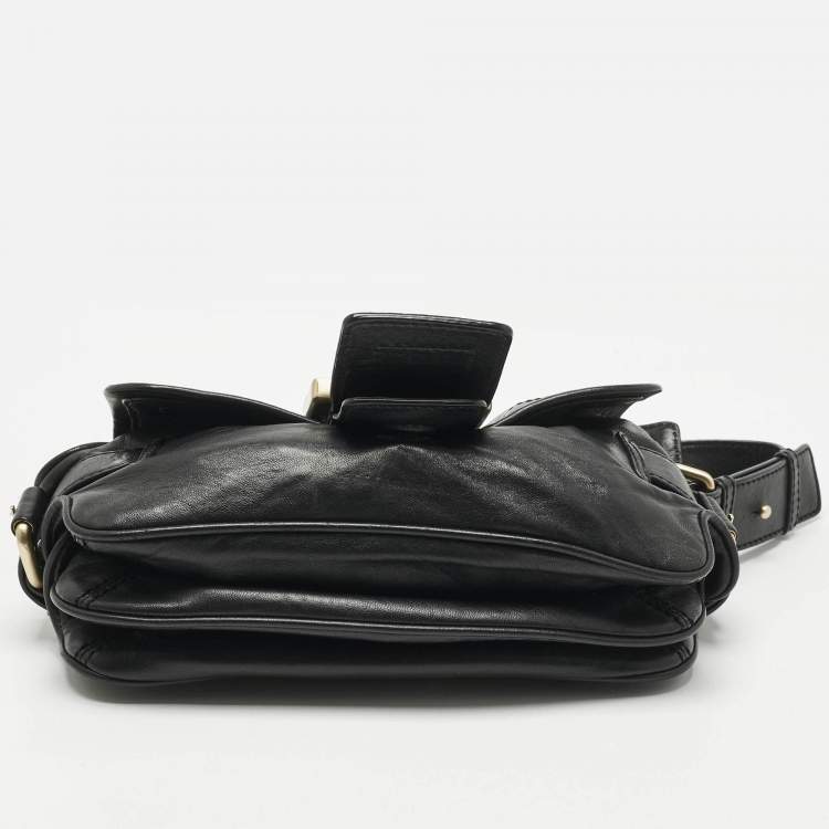 Pre Owned Givenchy Black Leather Flap Shoulder Bag