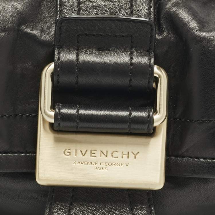 Pre Owned Givenchy Black Leather Flap Shoulder Bag
