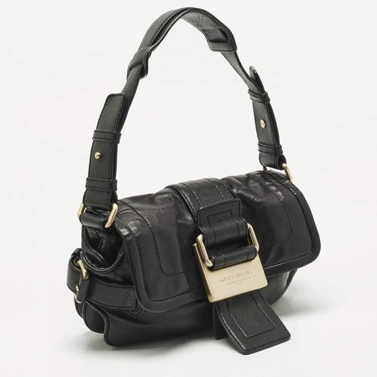 Pre Owned Givenchy Black Leather Flap Shoulder Bag