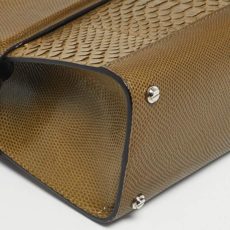 Pre Owned Givenchy Olive Green Mixed Exotic Mini Horizon Tote
