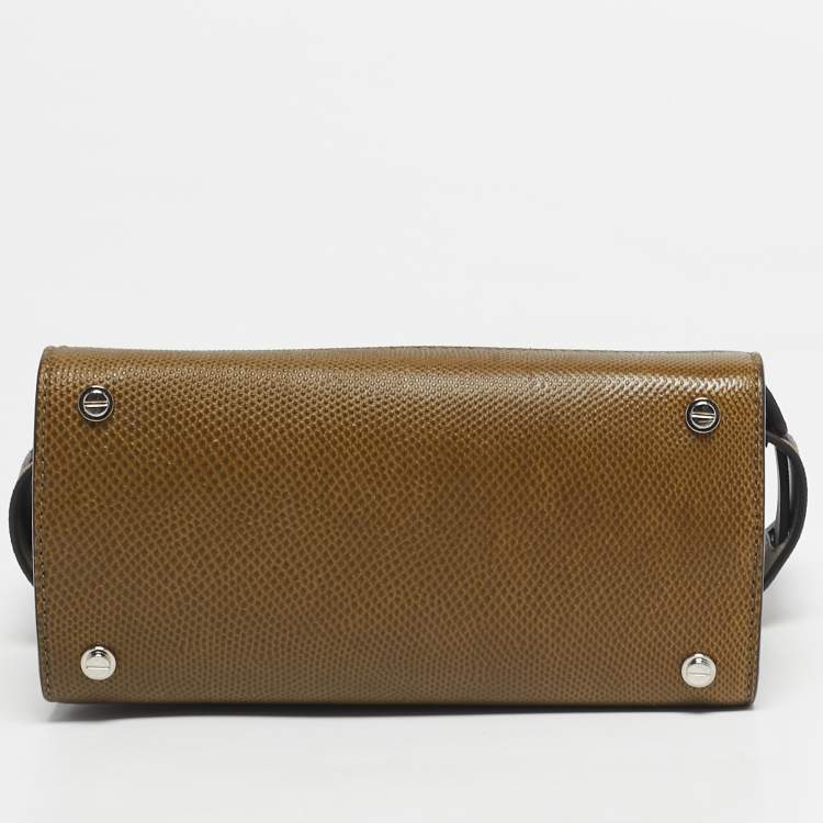 Pre Owned Givenchy Olive Green Mixed Exotic Mini Horizon Tote