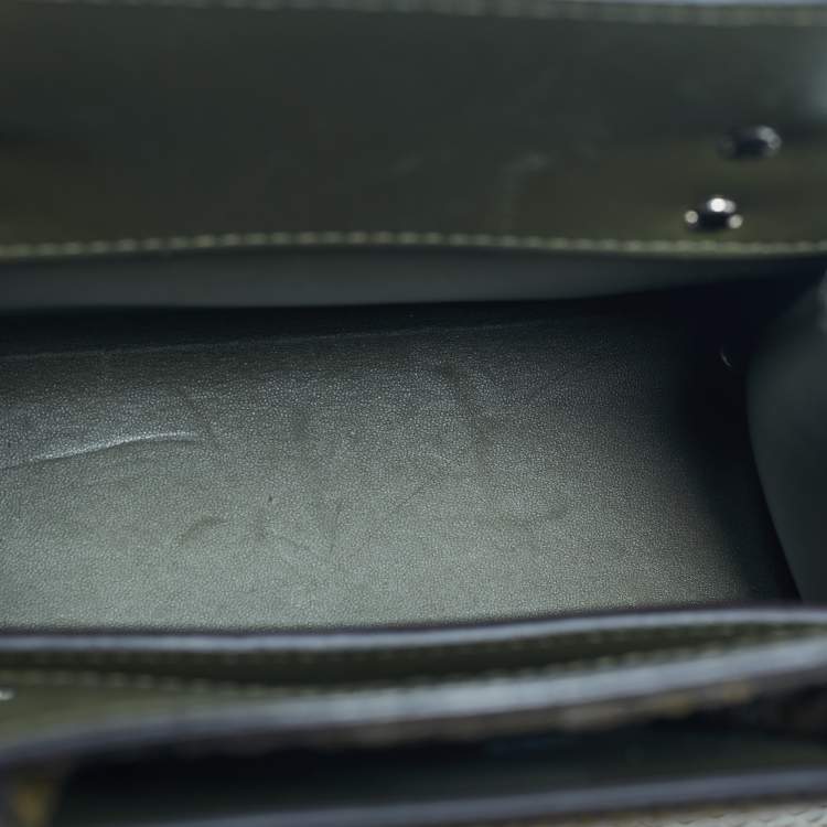 Pre Owned Givenchy Olive Green Mixed Exotic Mini Horizon Tote