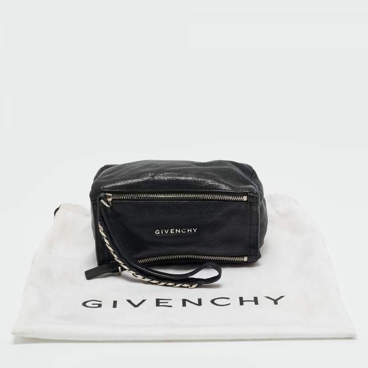 Pre Owned Givenchy Black Leather Pandora Wristlet Clutch