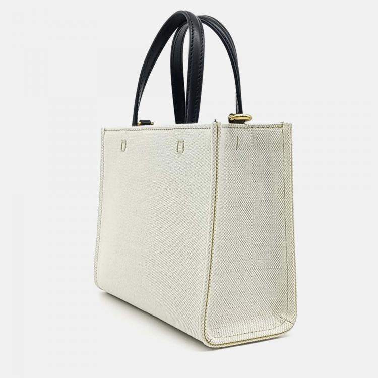Pre Owned Givenchy Black White Leather Canvas G Tote Bag Mini