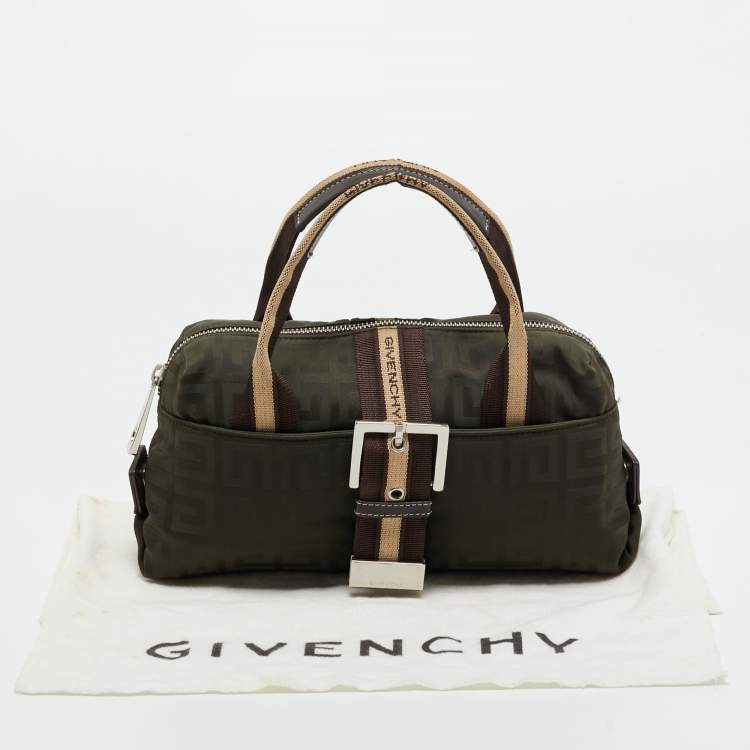 Pre Owned Givenchy Green/Brown Monogram Fabric Buckle Hobo