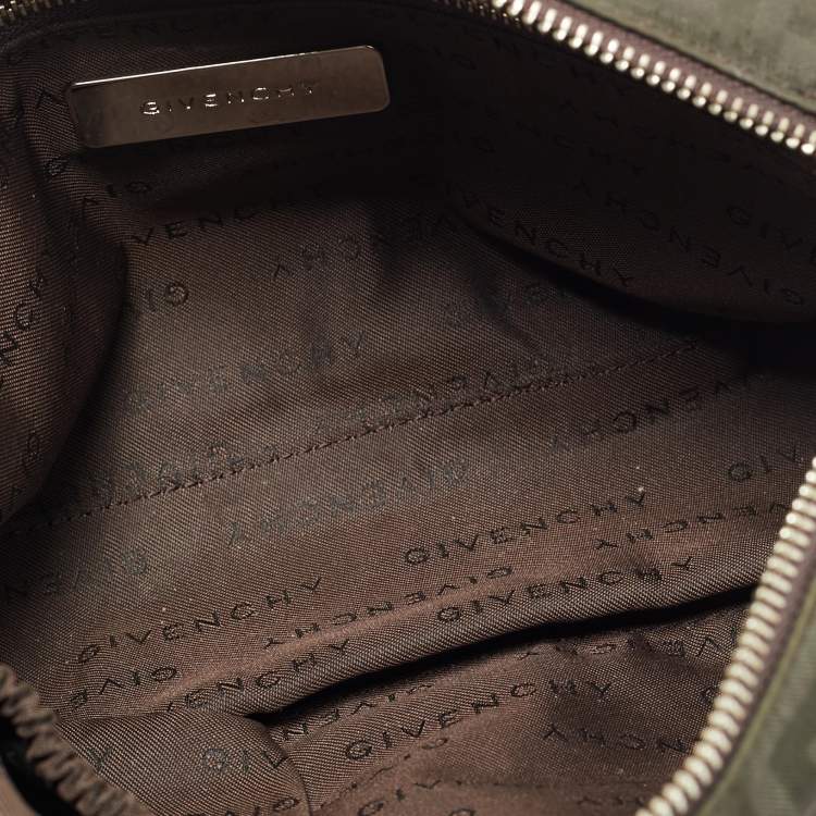 Pre Owned Givenchy Green/Brown Monogram Fabric Buckle Hobo