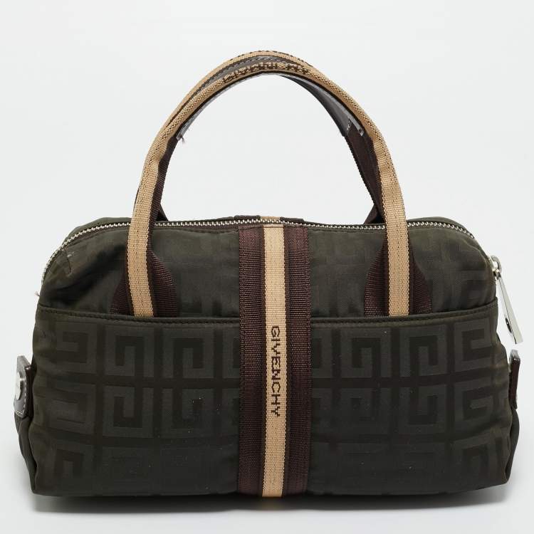 Pre Owned Givenchy Green/Brown Monogram Fabric Buckle Hobo