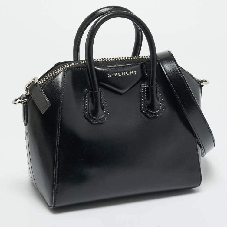 Pre Owned Givenchy Black Glossy Leather Mini Antigona Satchel