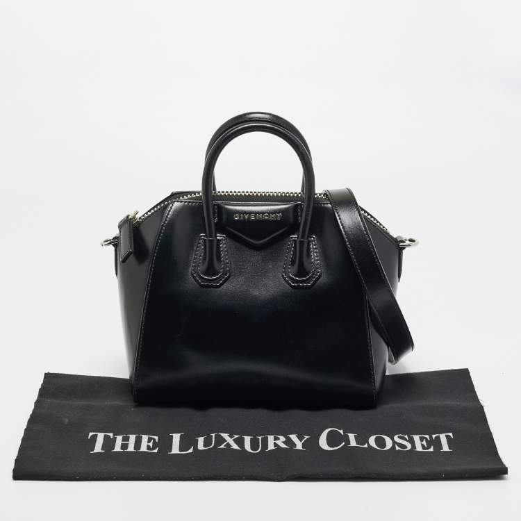 Pre Owned Givenchy Black Glossy Leather Mini Antigona Satchel