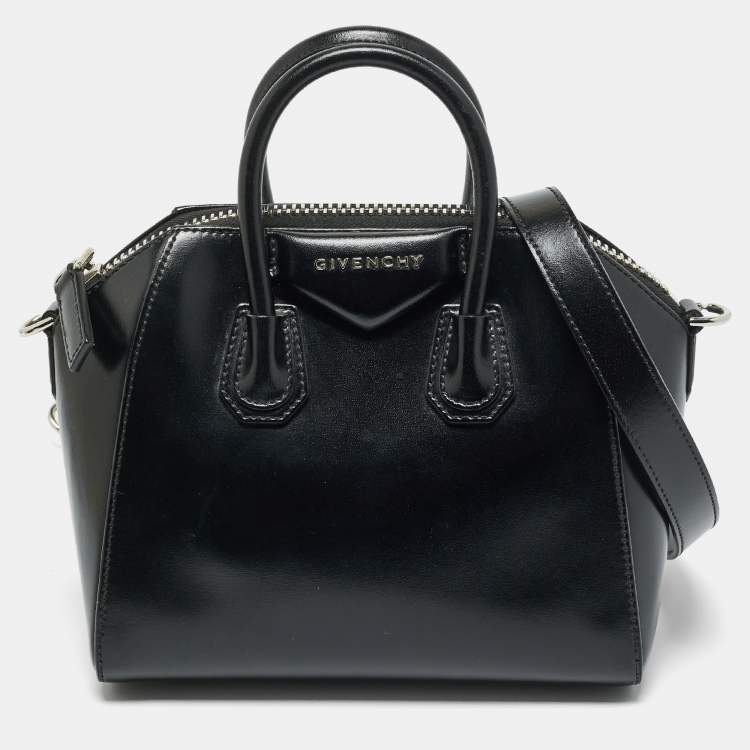 Pre Owned Givenchy Black Glossy Leather Mini Antigona Satchel