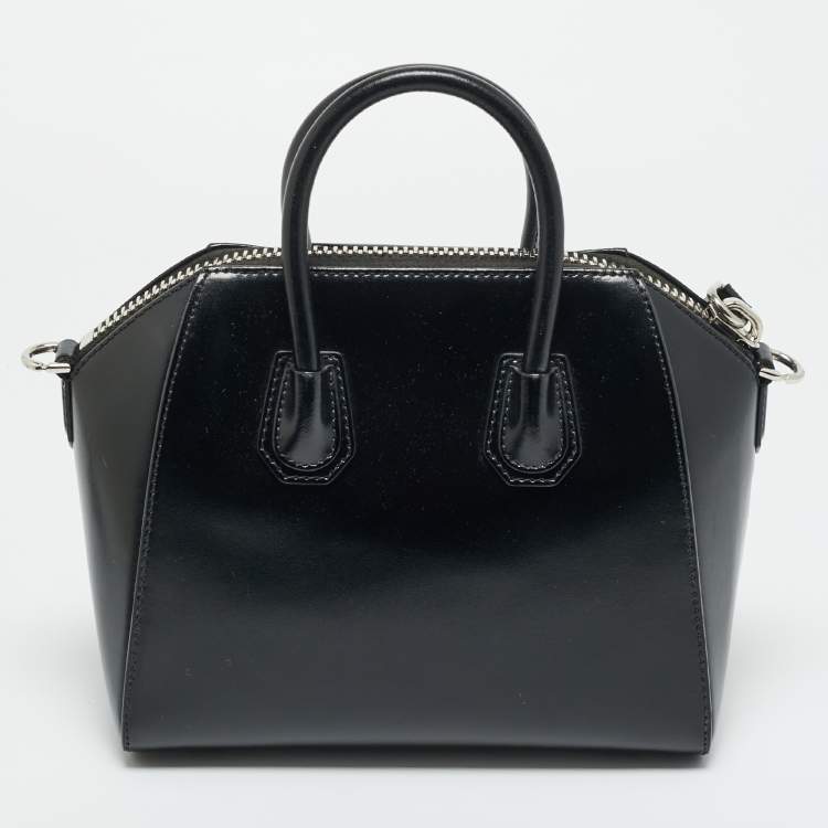 Pre Owned Givenchy Black Glossy Leather Mini Antigona Satchel