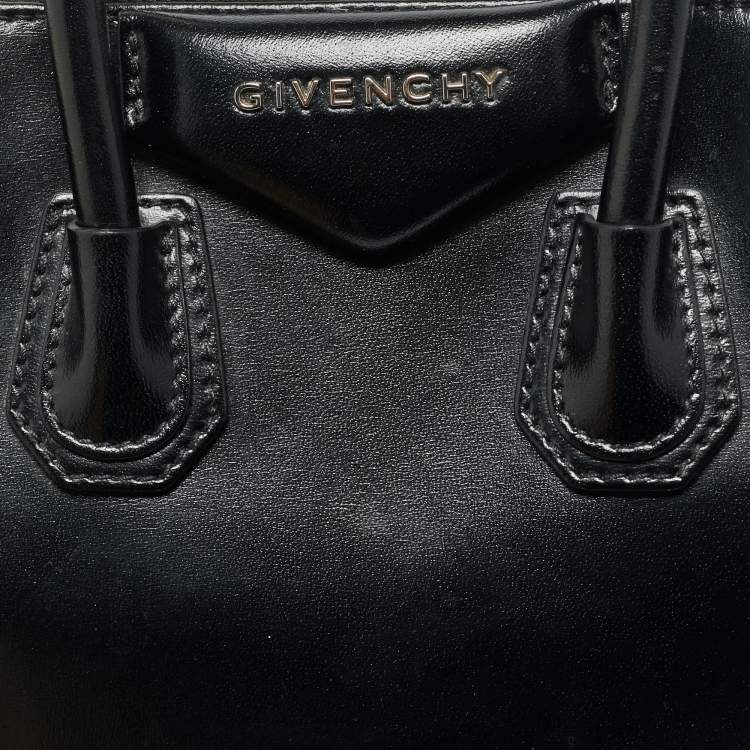 Pre Owned Givenchy Black Glossy Leather Mini Antigona Satchel