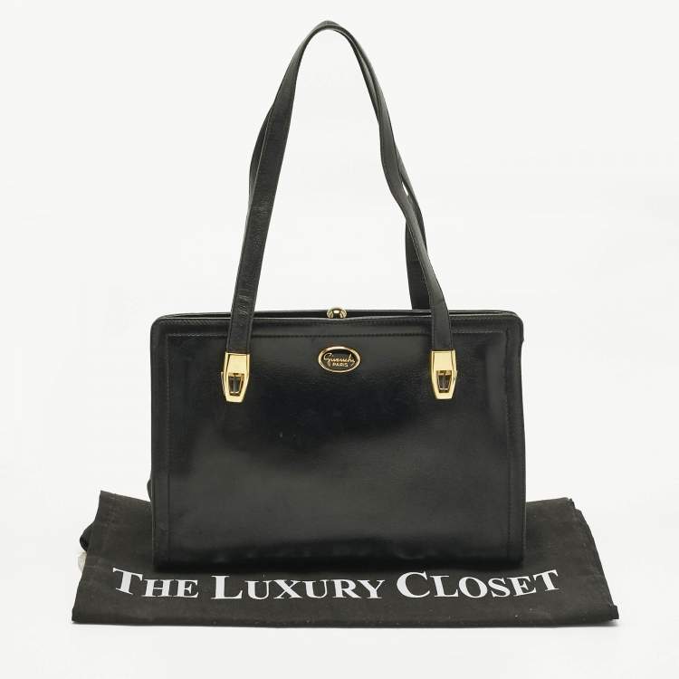 Pre Owned Givenchy Black Leather Vintage Kisslock Tote