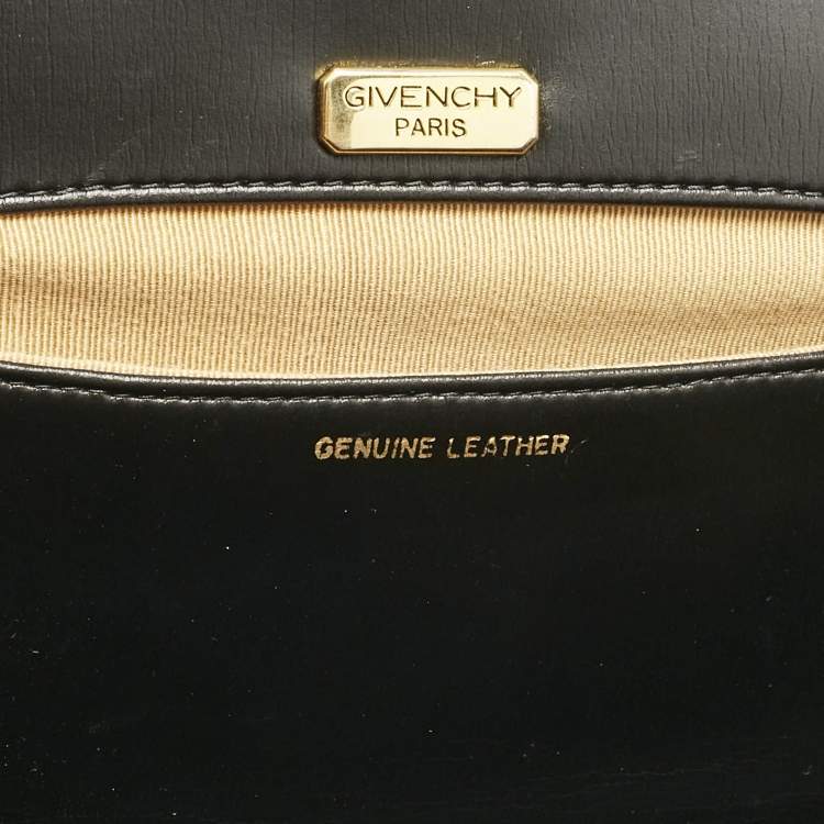 Pre Owned Givenchy Black Leather Vintage Kisslock Tote