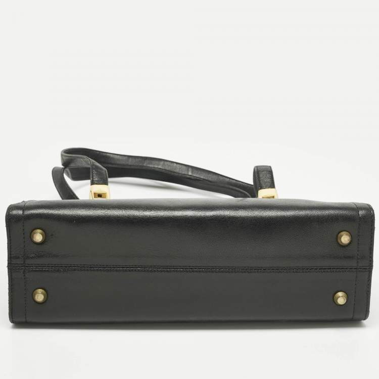 Pre Owned Givenchy Black Leather Vintage Kisslock Tote