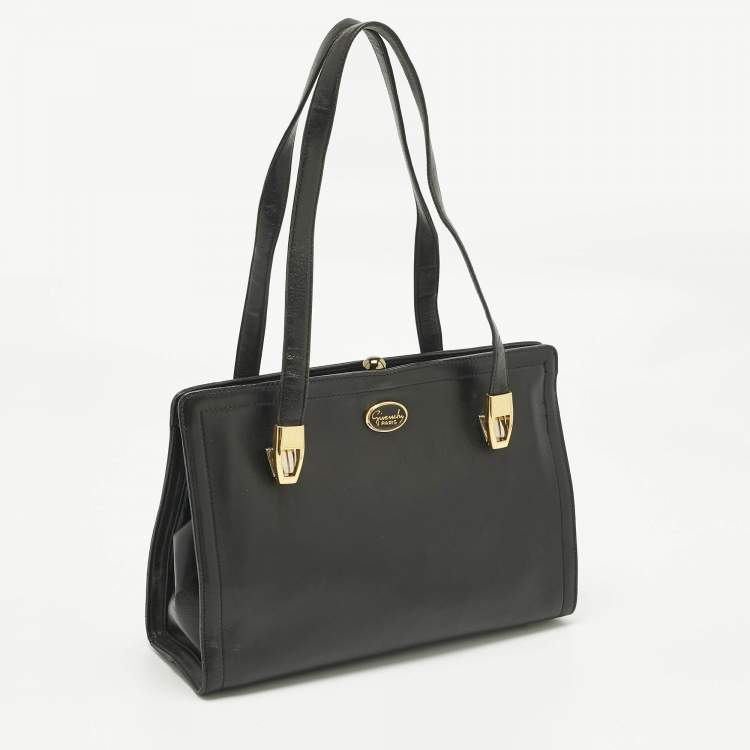 Pre Owned Givenchy Black Leather Vintage Kisslock Tote