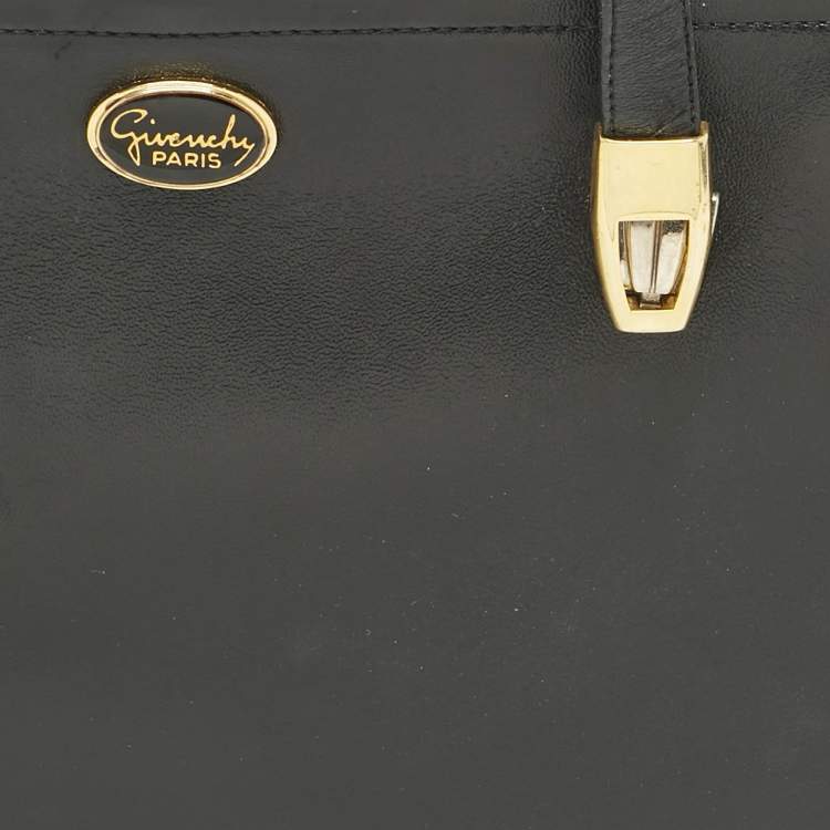 Pre Owned Givenchy Black Leather Vintage Kisslock Tote