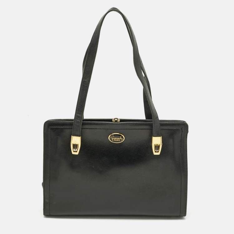 Pre Owned Givenchy Black Leather Vintage Kisslock Tote