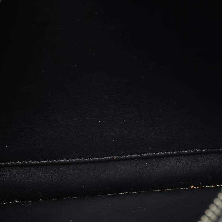 Pre Owned Givenchy Black Leather Logo Zip  Flat Pouch 