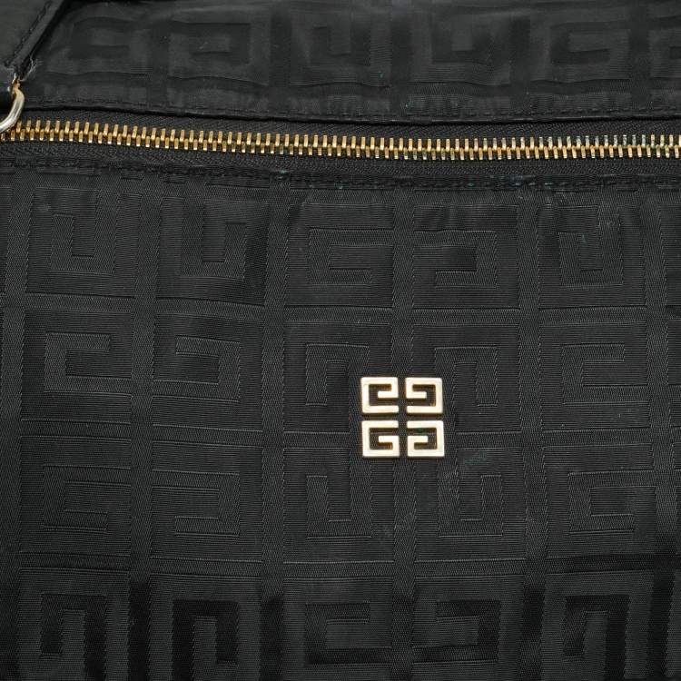 Pre Owned Givenchy Black Logo Jacquard Nylon Satchel