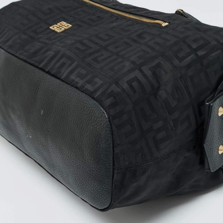 Pre Owned Givenchy Black Logo Jacquard Nylon Satchel