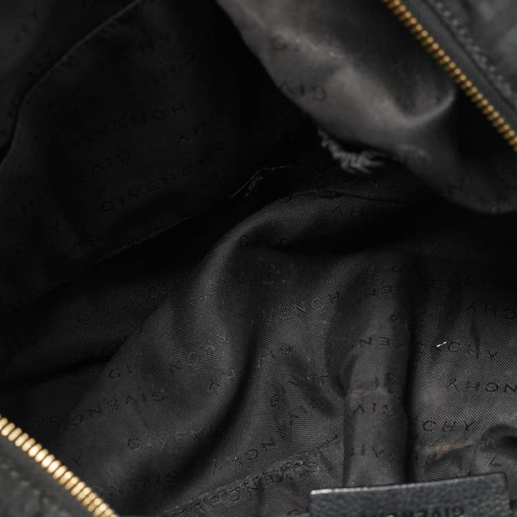 Pre Owned Givenchy Black Logo Jacquard Nylon Satchel