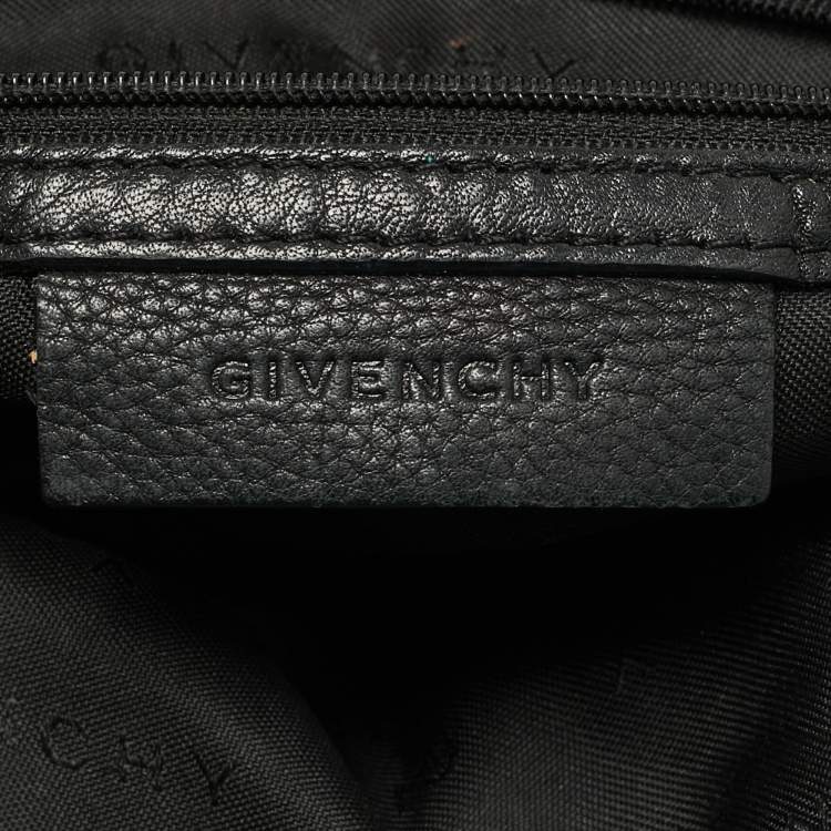 Pre Owned Givenchy Black Logo Jacquard Nylon Satchel