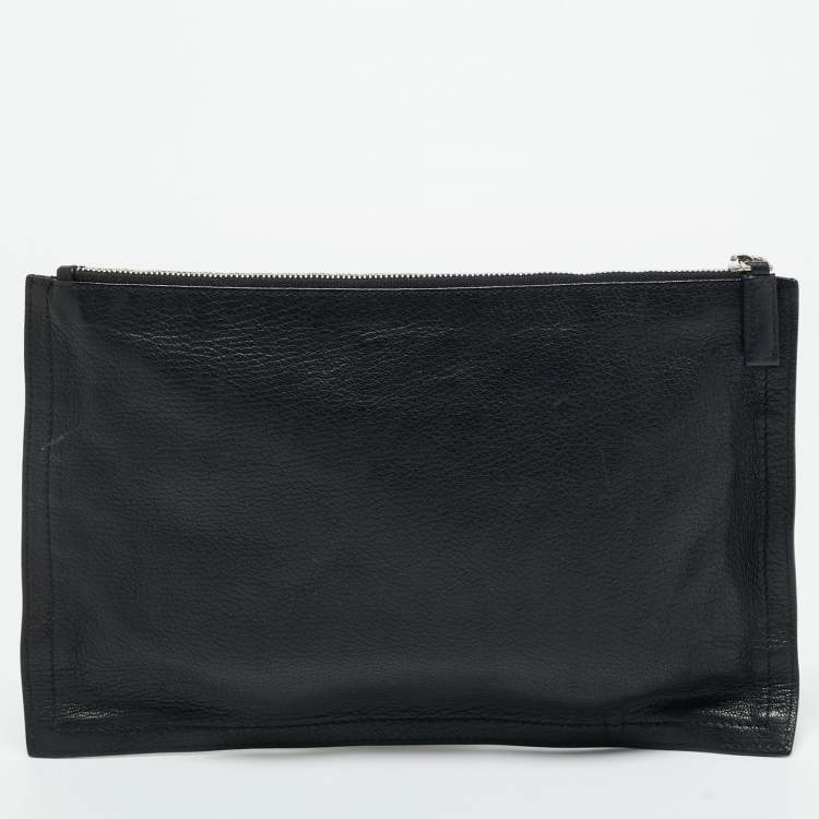Pre Owned Givenchy Black Leather Antigona Flat Zip Clutch