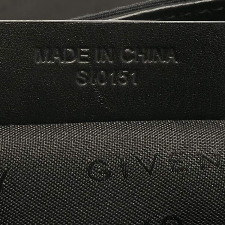 Pre Owned Givenchy Black Logo Jacquard Fabric and Leather Double Flap Satchel