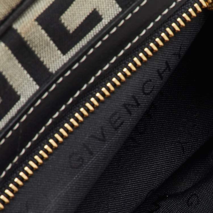 Pre Owned Givenchy Black/Grey Monogram Canvas and Leather Tassel Shoulder Bag