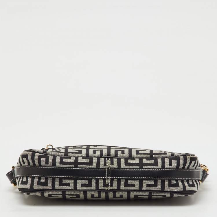 Pre Owned Givenchy Black/Grey Monogram Canvas and Leather Tassel Shoulder Bag