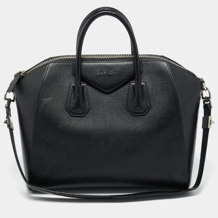 Pre Owned Givenchy Black Leather Medium Antigona Satchel