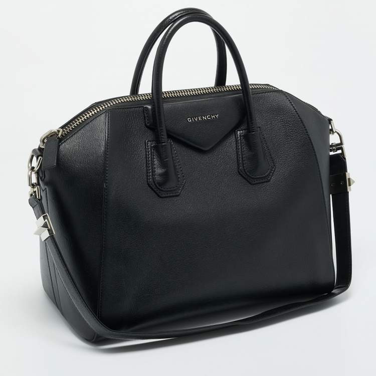 Pre Owned Givenchy Black Leather Medium Antigona Satchel