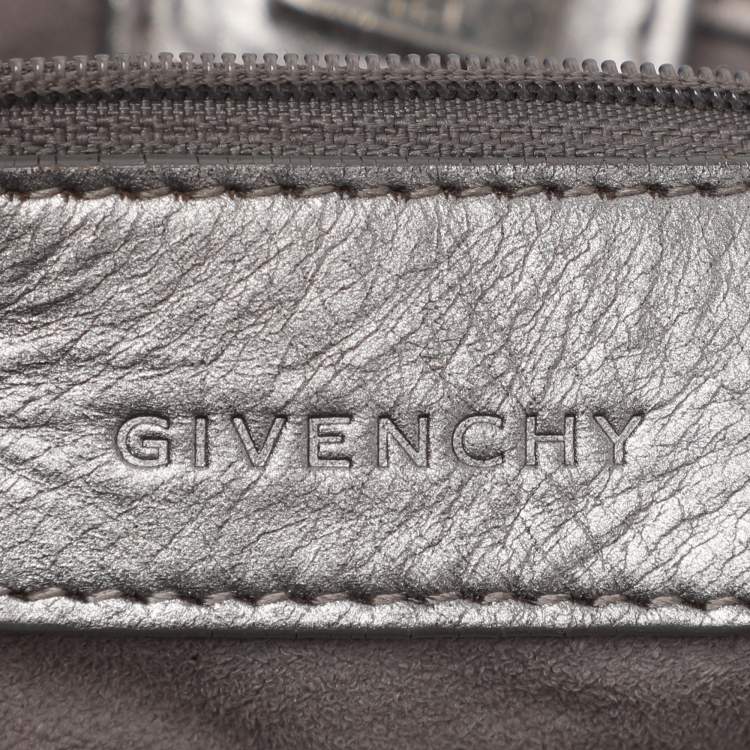 Pre Owned Givenchy Silver Monogram Leather Hobo